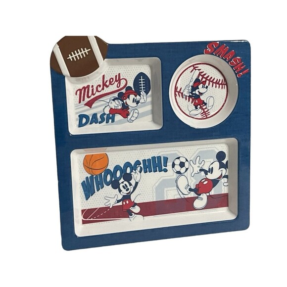 Disney Mickey Mouse Blue 3 Compartment Melamine Sports Plate - Picture 6 of 8